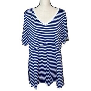 Lularoe Jana Blue & White Empire Waist Top Size XL